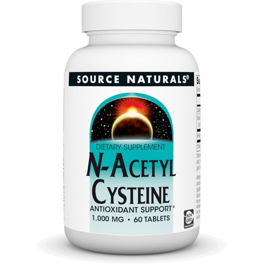 Source Naturals N-Acetyl Cysteine 1000 mg bottle front view for antioxidant support.