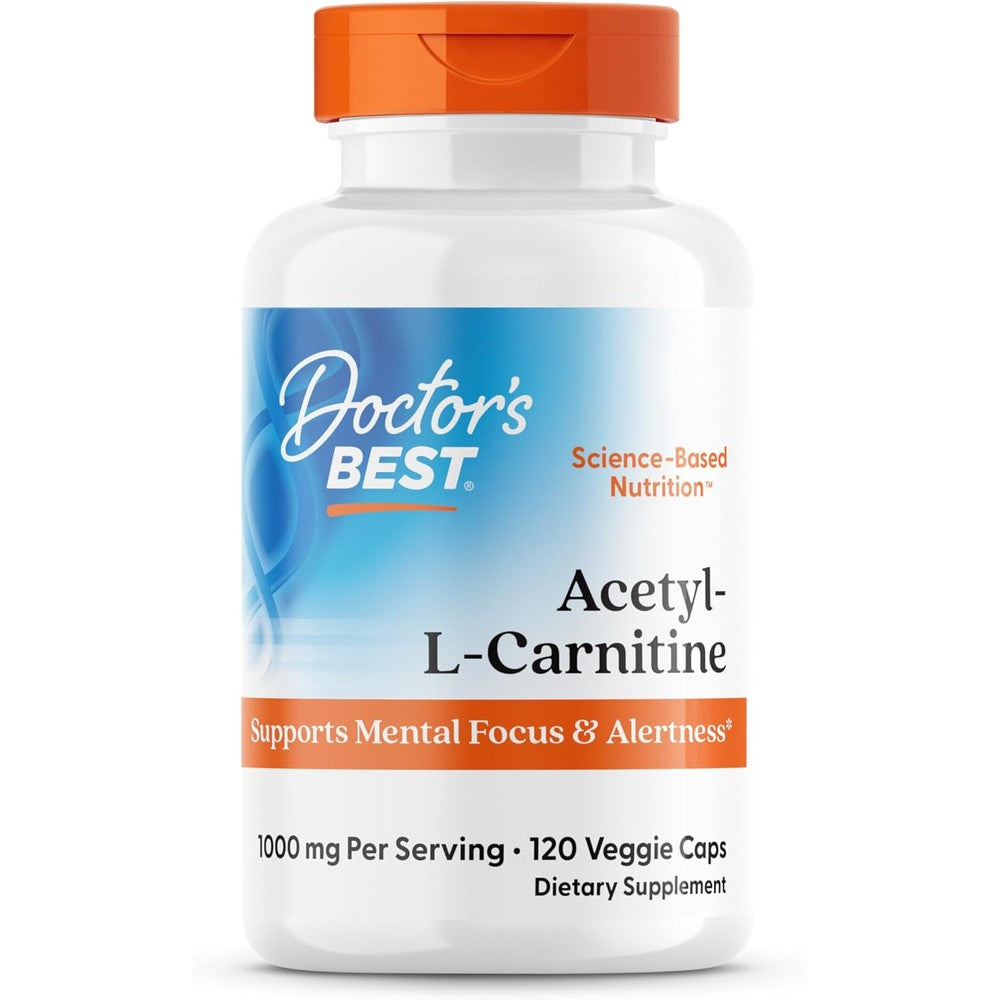 Doctor's Best Acetyl L Carnitine 500mg 120 capsules front bottle view for cognitive support