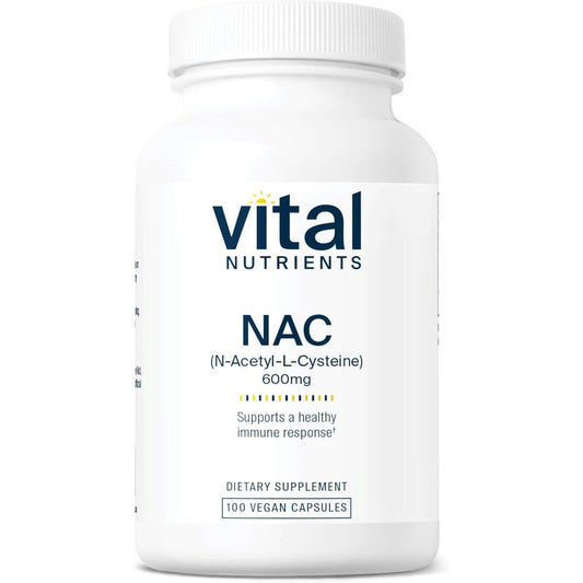 Vital Nutrients NAC 600mg 100 capsules front bottle view for respiratory health