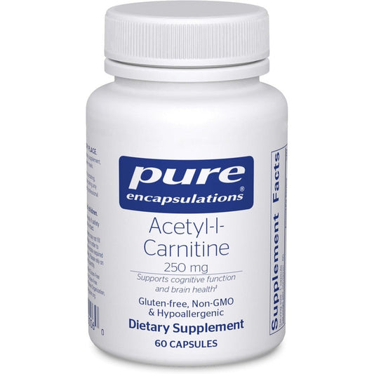 Pure Encapsulations Acetyl-L-Carnitine 250 mg bottle front view for brain health