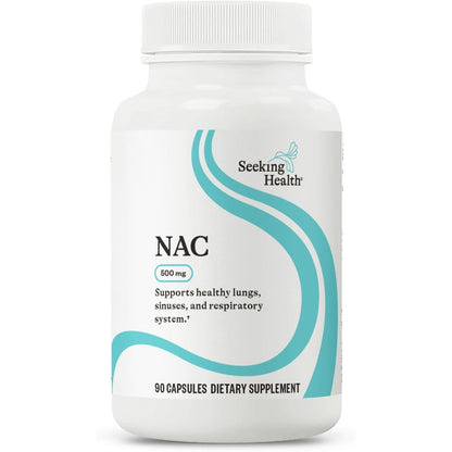 Seeking Health NAC 500 mg 90 capsules front view for liver detox.