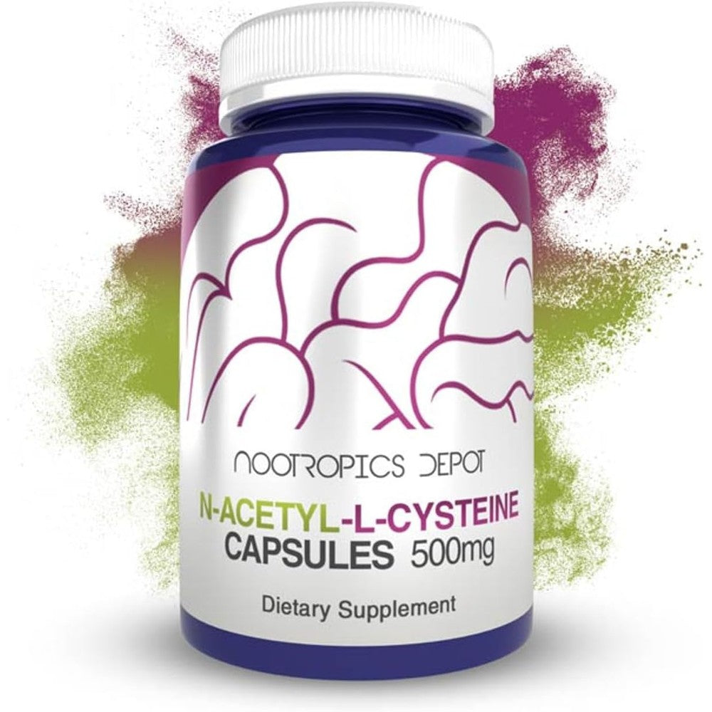 Nootropics Depot N-Acetyl L-Cysteine 500mg 60 count bottle front view for antioxidant support