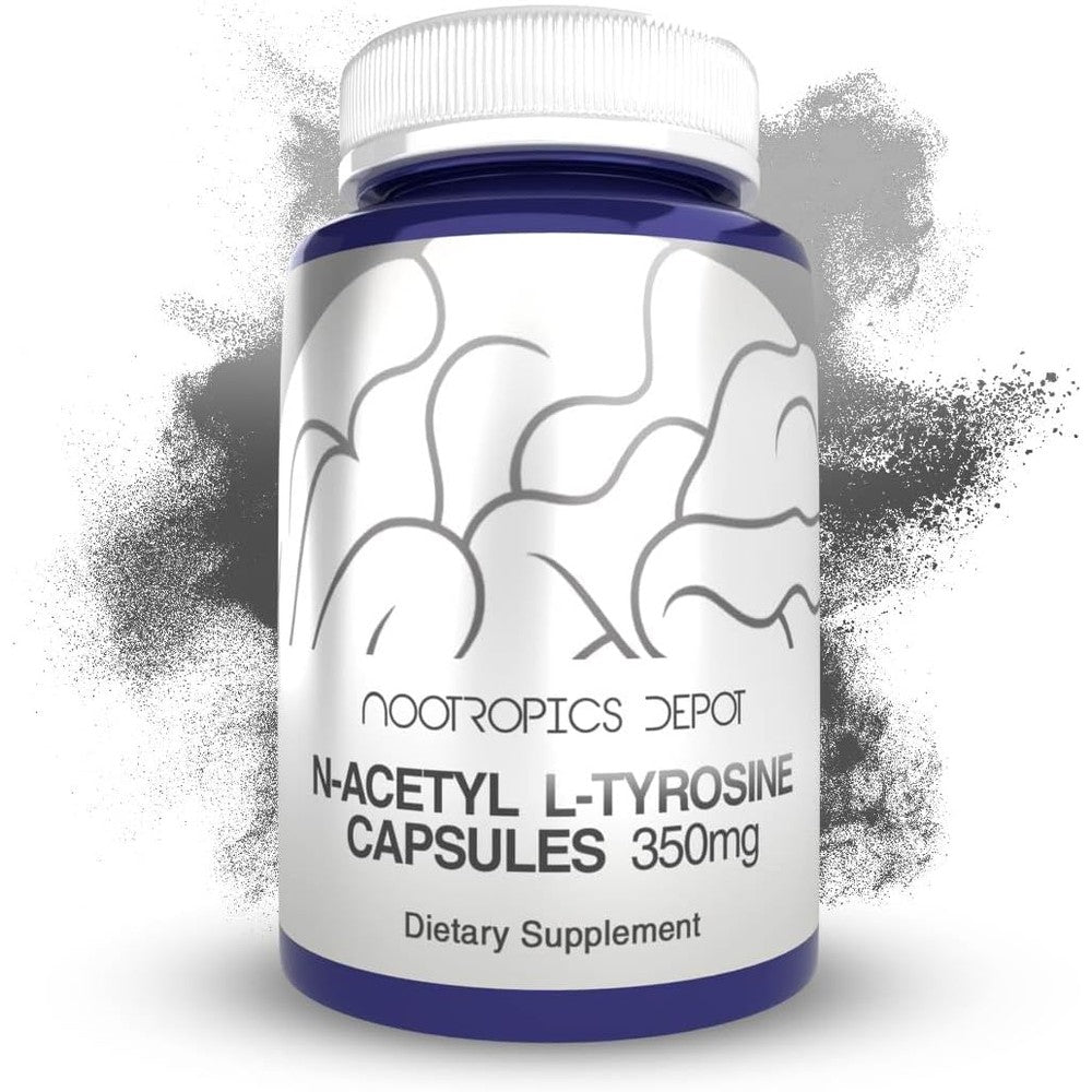 Nootropics Depot N-Acetyl L-Tyrosine 120 Capsules front bottle view for cognitive focus