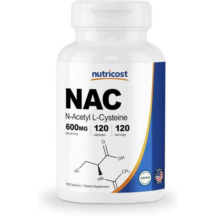 Nutricost N-Acetyl L-Cysteine 600mg front view bottle packaging