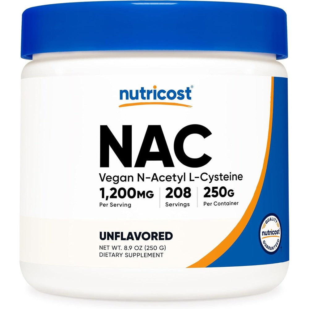 Nutricost N-Acetyl L-Cysteine NAC Powder 250 Grams front view