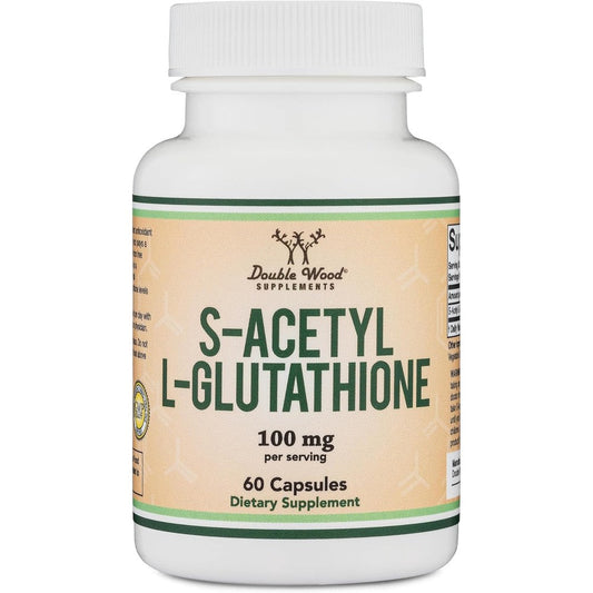 Double Wood Supplements S-Acetyl L-Glutathione 100mg 60 Capsules front bottle view