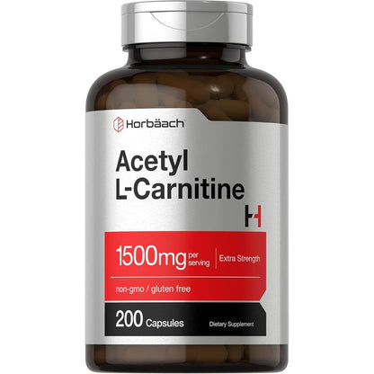 Horbäach Acetyl L Carnitine 1500mg bottle front view for cognitive support