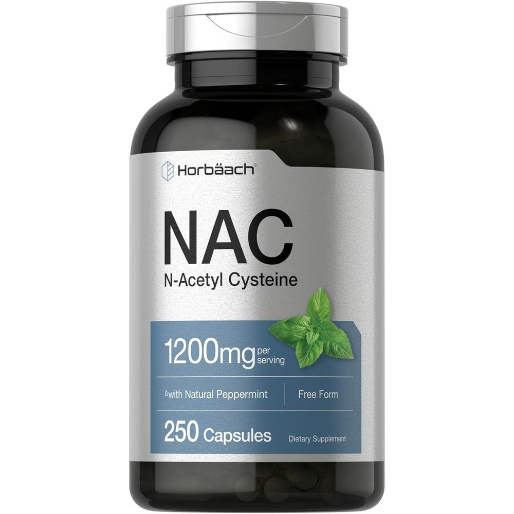Horbäach NAC N-Acetyl Cysteine 1200mg capsules bottle front view supplement