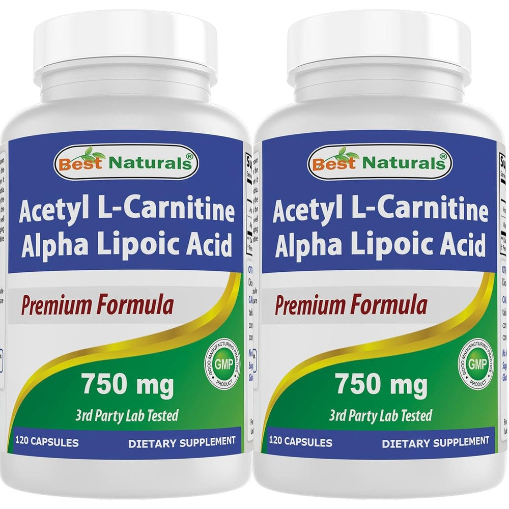 Best Naturals Acetyl L-Carnitine Alpha Lipoic Acid 750mg bottle front view