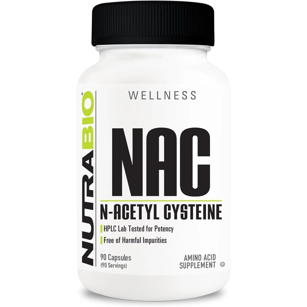 NutraBio N-Acetyl Cysteine 600mg bottle front view for antioxidant support