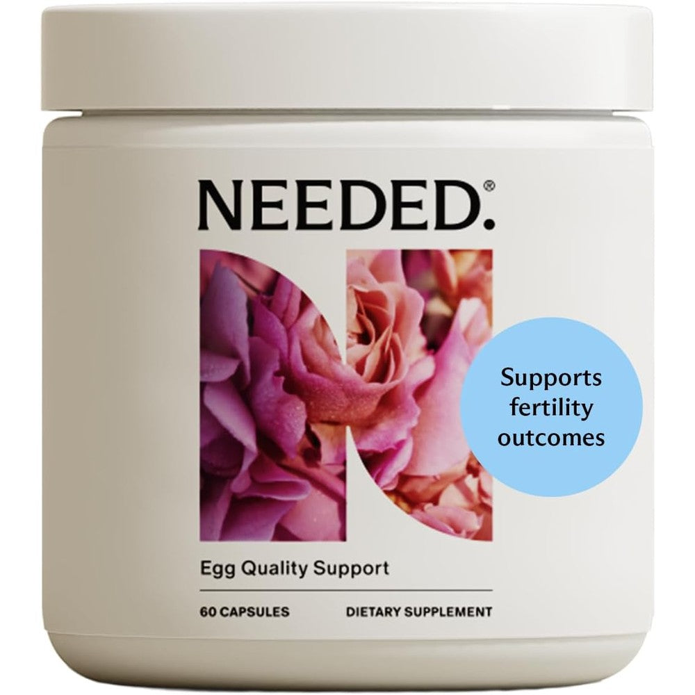 Needed Egg Quality Support front bottle view showing premium fertility supplement packaging.