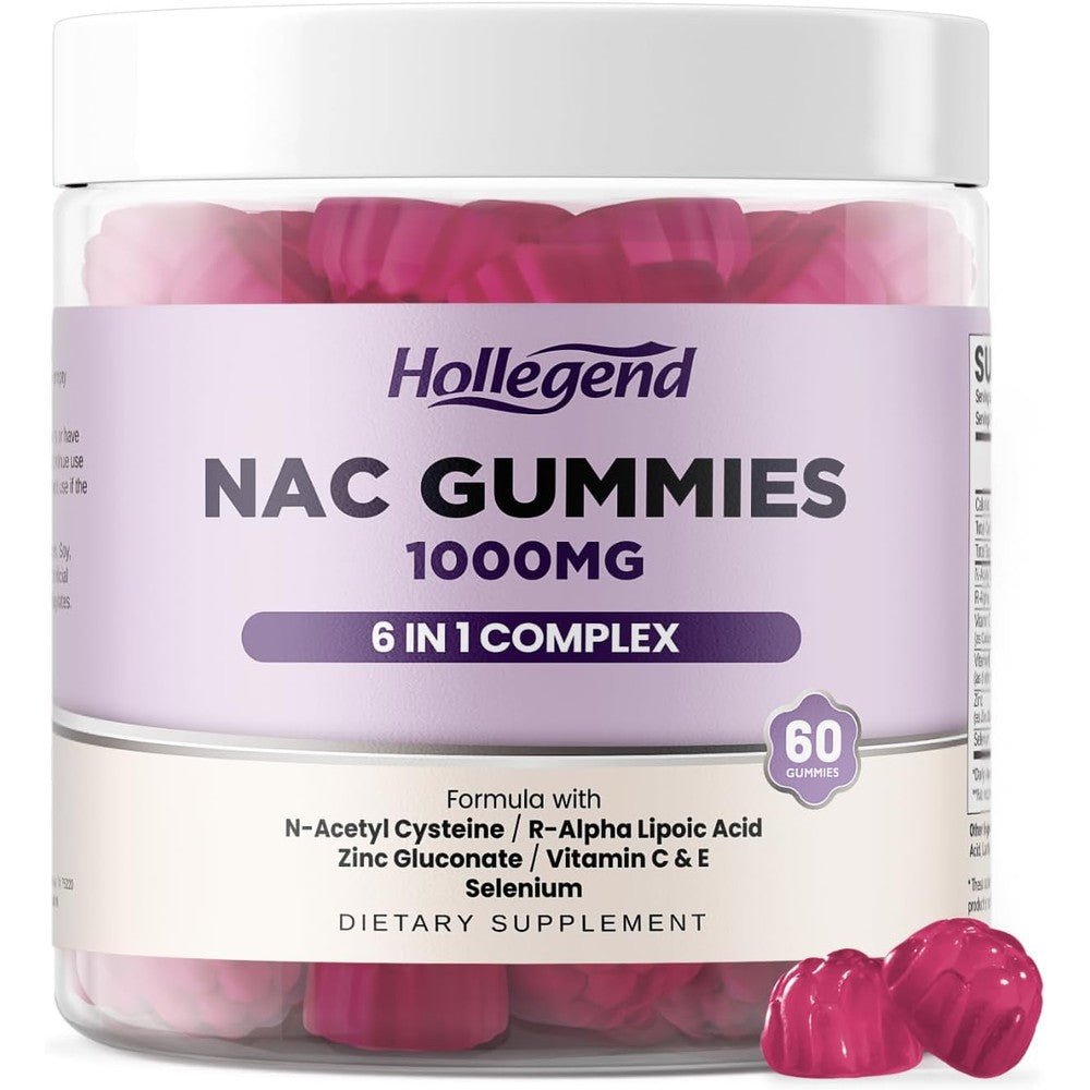 Hollegend Nutrition 6 in 1 NAC Gummies front view bottle for immune support