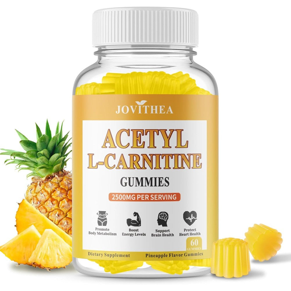 Jovithea Acetyl L-Carnitine Sugar Free Gummies bottle front view for premium metabolic health support.