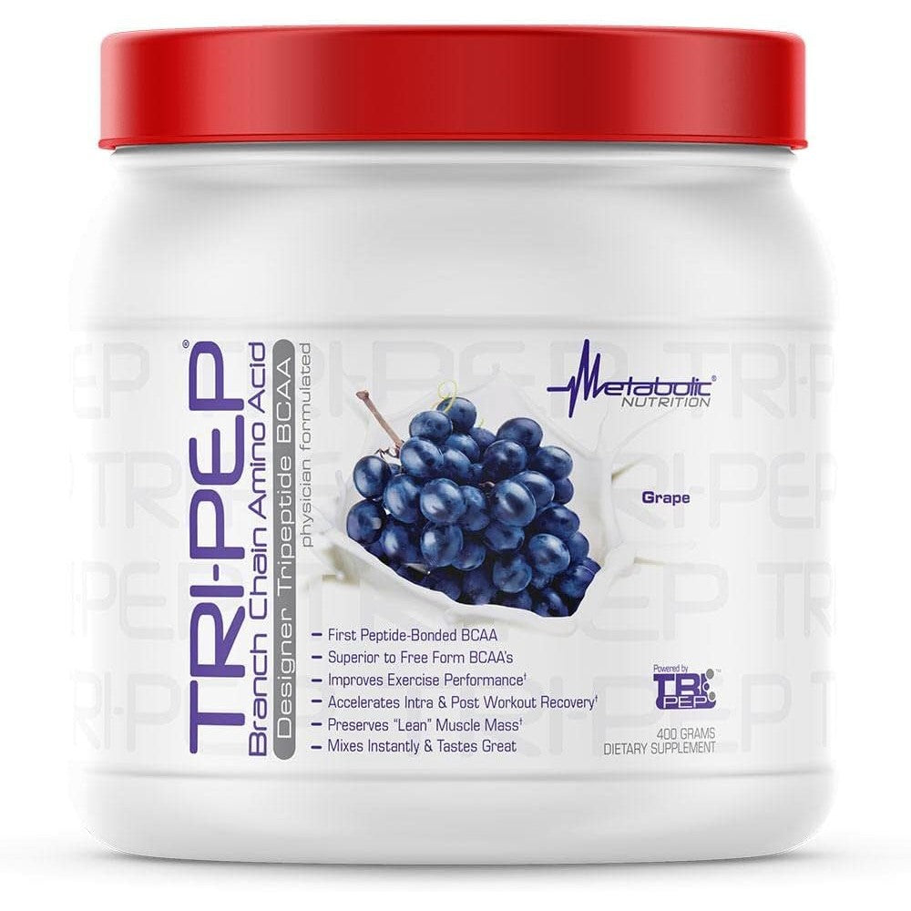 Metabolic Nutrition Tri-Pep BCAA Grape Powder front view container