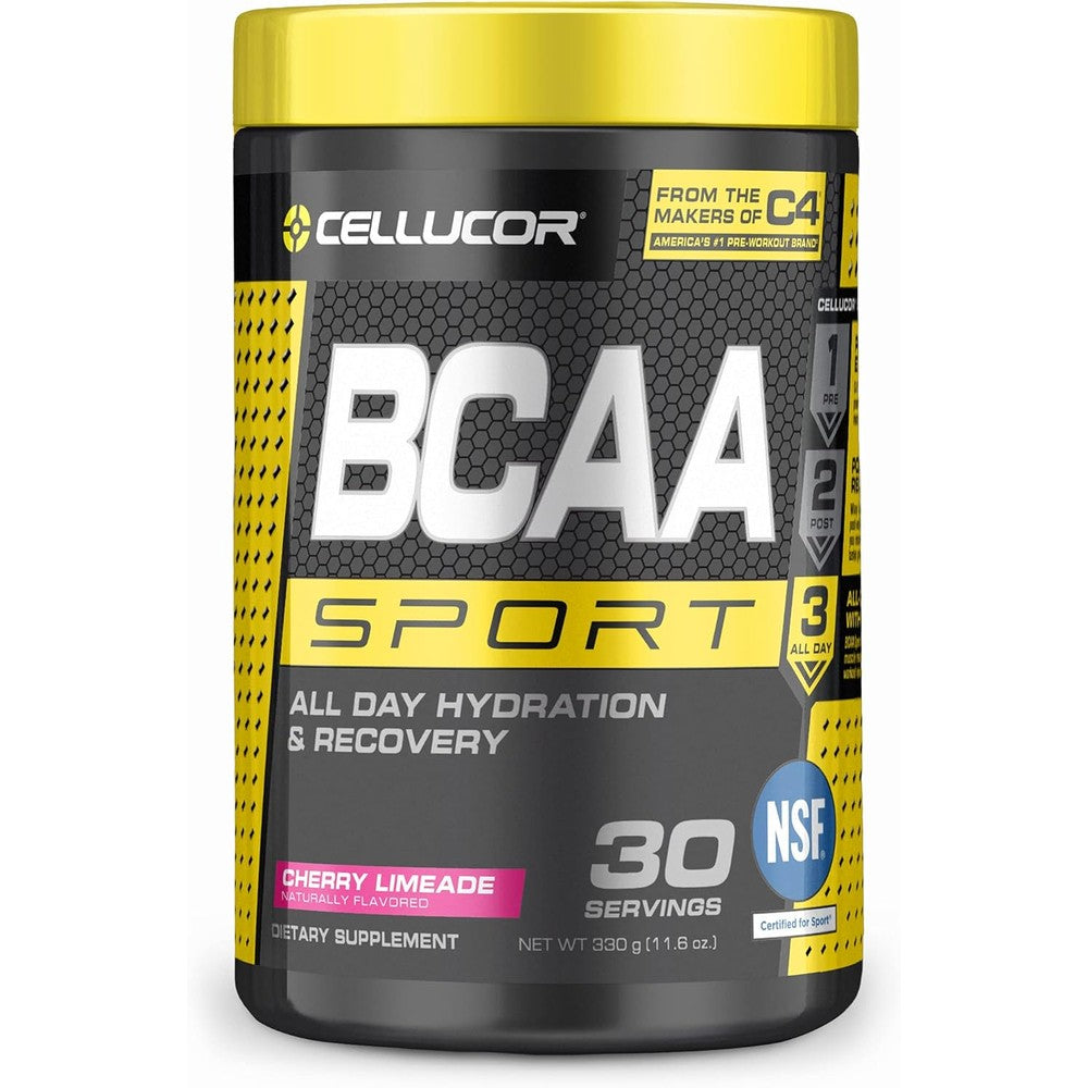 Cellucor BCAA Sport Cherry Limeade powder front view container