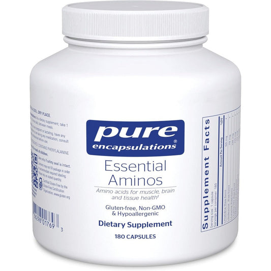 Pure Encapsulations Essential Amino Acids 180 Capsules front bottle view for muscle recovery.