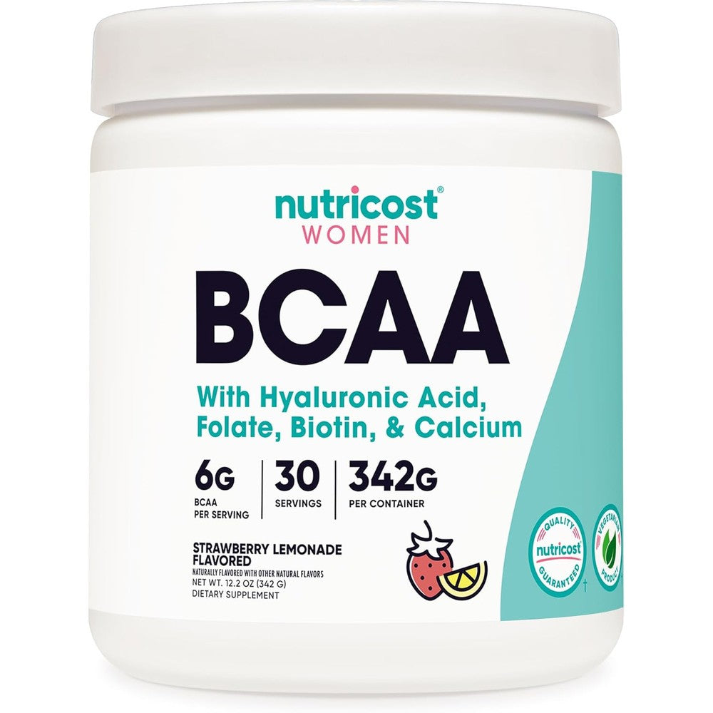 Nutricost BCAA for Women Strawberry Lemonade front of tub