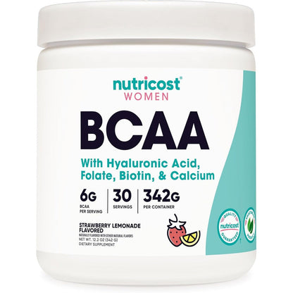 Nutricost BCAA for Women Strawberry Lemonade front of tub