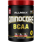 Allmax Nutrition Aminocore BCAA powder Pineapple Mango front view container