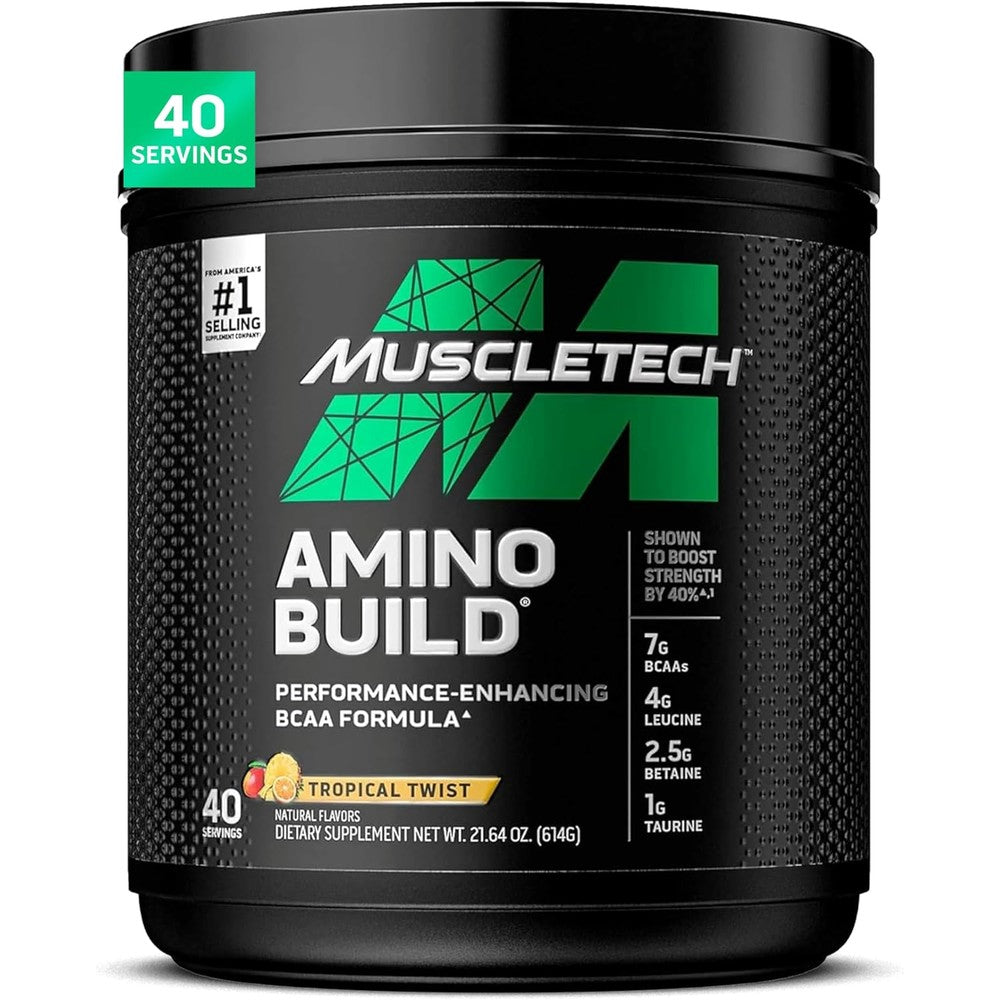 Muscletech Amino Build Tropical Twist front view container
