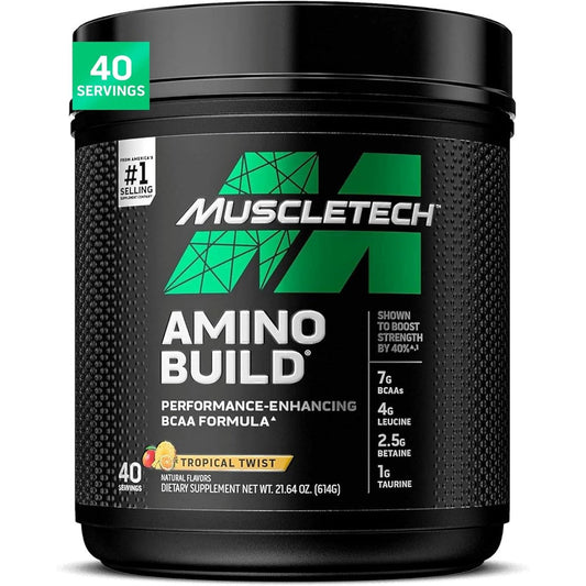 MuscleTech Amino Build Tropical Twist 614g front view performance BCAA powder