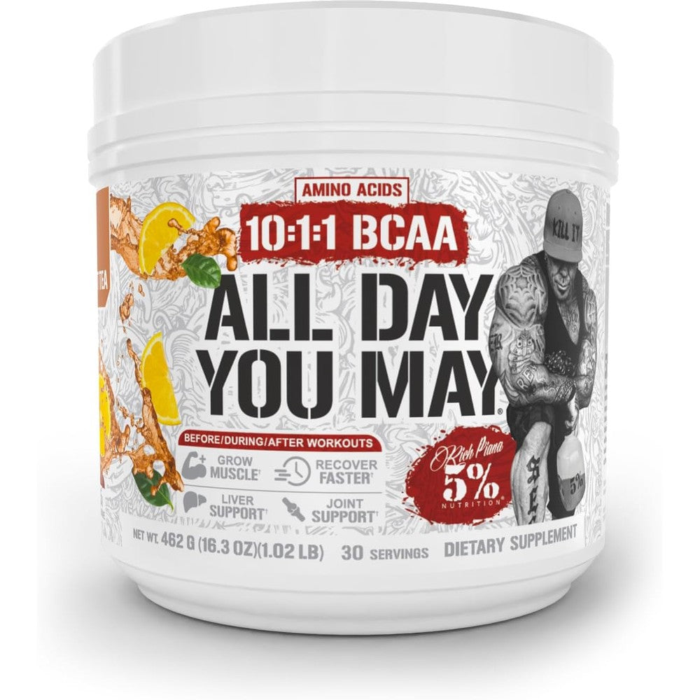 5% Nutrition AllDayYouMay BCAA Powder front view bottle