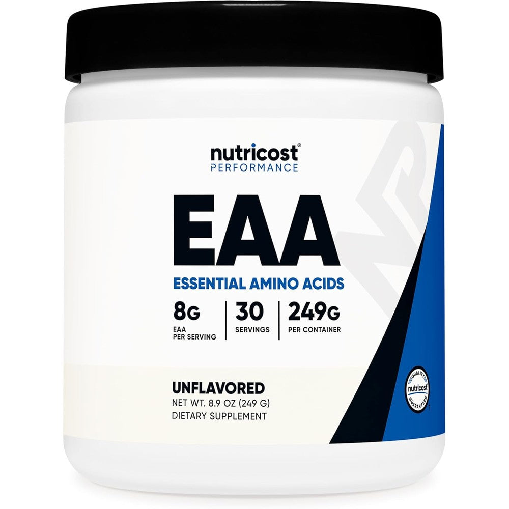 Nutricost EAA Powder unflavored essential amino acids for muscle recovery and fitness