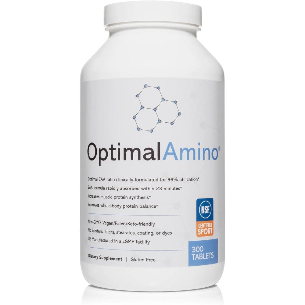 OptimalAmino essential amino acid tablets bottle front view supplement