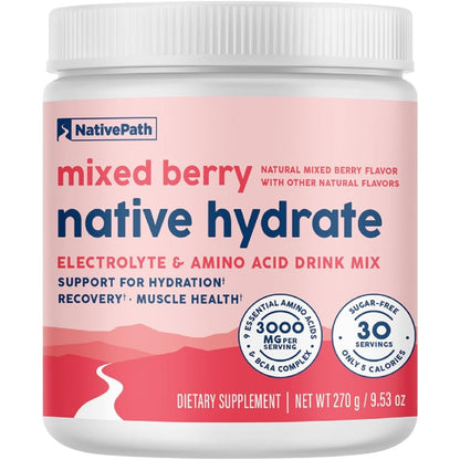 NativePath Native Hydrate mixed berry electrolyte powder container for muscle recovery