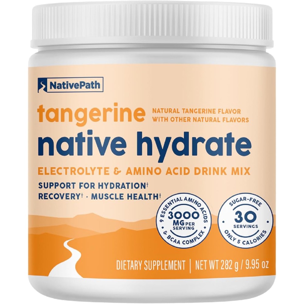 NativePath tangerine electrolyte powder front view container
