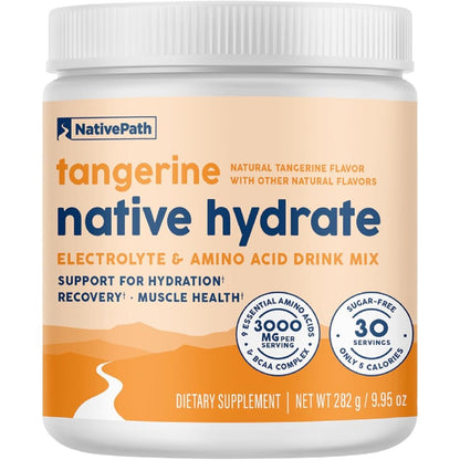 NativePath Native Hydrate tangerine electrolyte powder container for muscle recovery