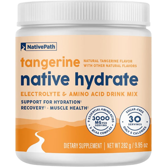 NativePath Native Hydrate tangerine electrolyte powder container for muscle recovery