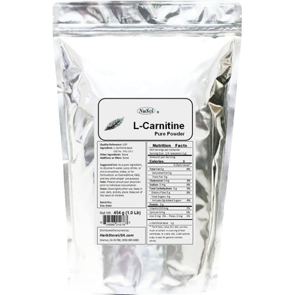 NuSci L-Carnitine Pure Powder 454g front view packaging