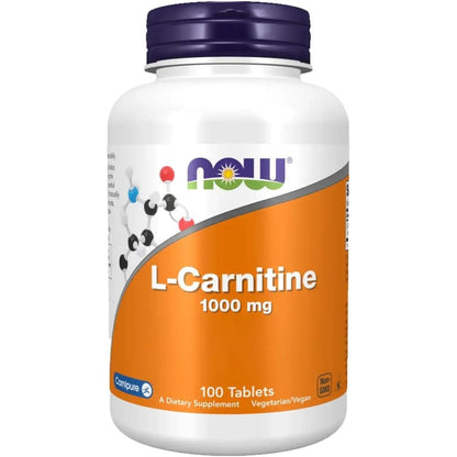 NOW Foods L-Carnitine Fitness Support 1000mg 100 tablets front bottle view