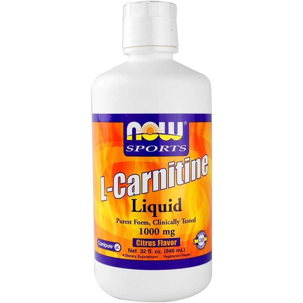 NOW Foods Sports L-Carnitine Liquid Citrus thirty two fluid ounce front view bottle fitness supplement
