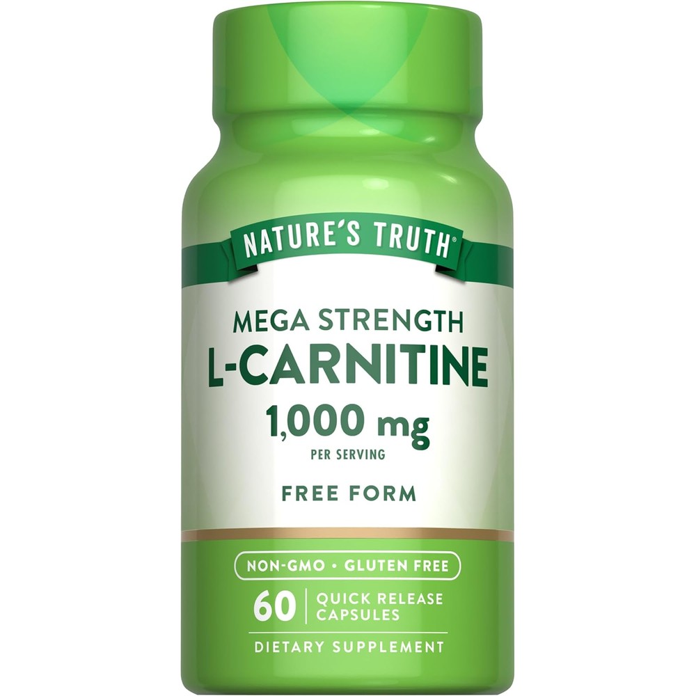 Nature's Truth L-Carnitine 1000 Milligrams 60 Capsules front bottle view