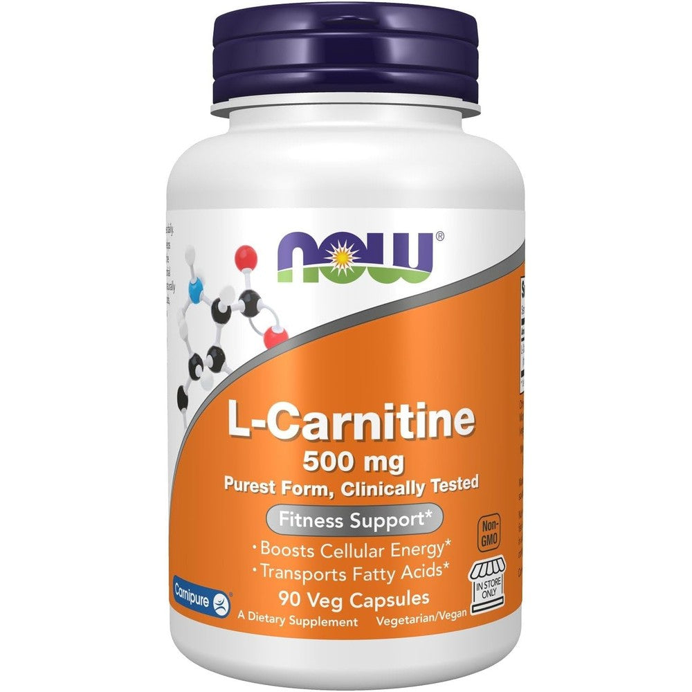 Now Foods L-Carnitine 500mg 90 Veg Capsules front view