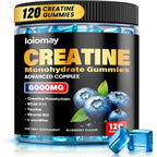 Loiomay creatine monohydrate gummies front view bottle with blueberry flavor