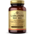 Solgar L-Arginine 500 Milligrams Vegetable Capsules front view bottle packaging