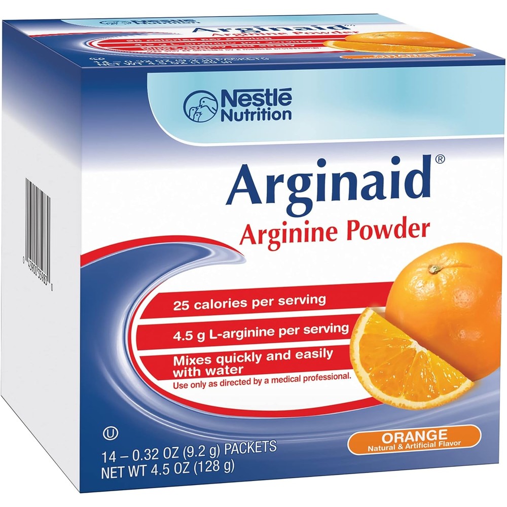 Arginaid Orange Arginine Powder drink mix packets front view