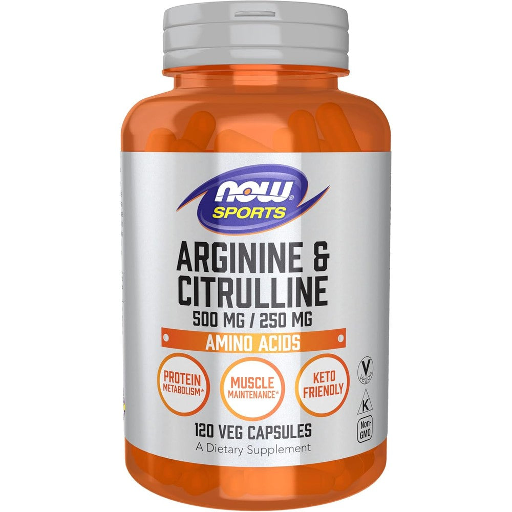 Now Foods Arginine and Citrulline bottle front view