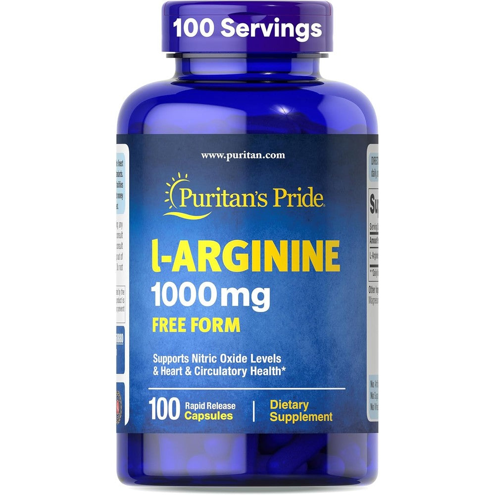 Puritan's Pride L-Arginine 1000 mg front view bottle packaging