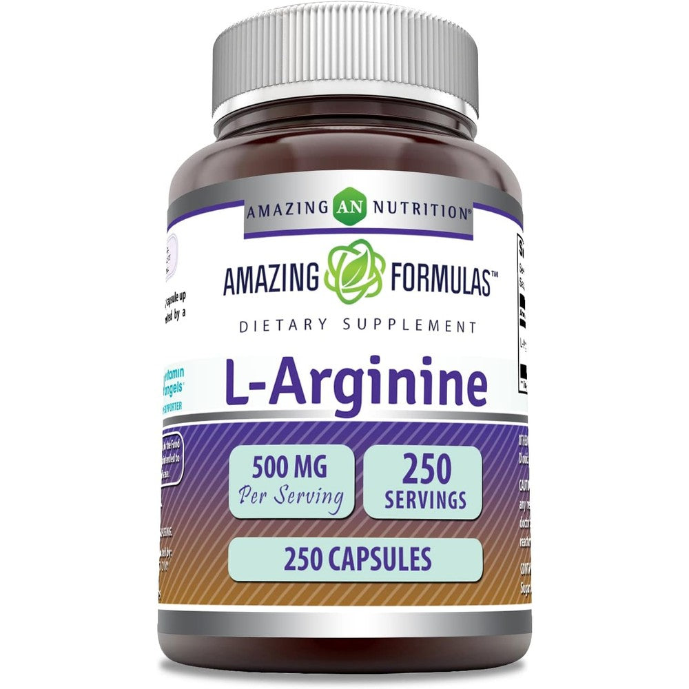 Amazing Nutrition L-Arginine 500 Milligrams front view bottle