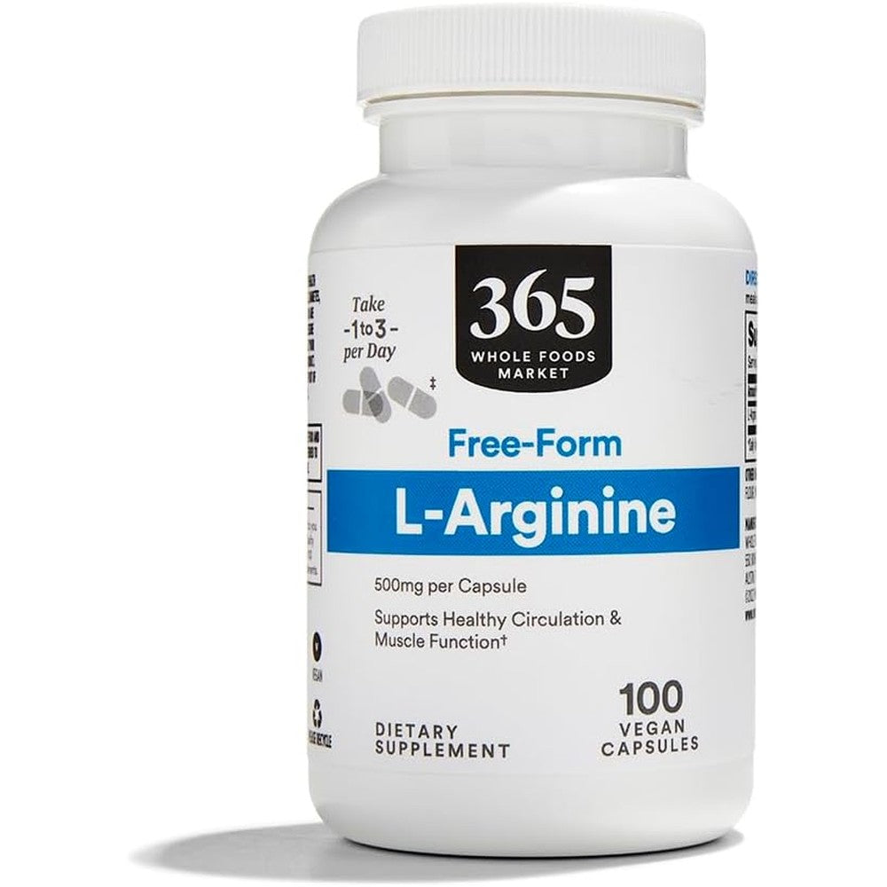 365 by Whole Foods Market L-Arginine 500mg bottle front view