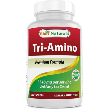 Best Naturals Tri-Amino 120 Tablets front view bottle