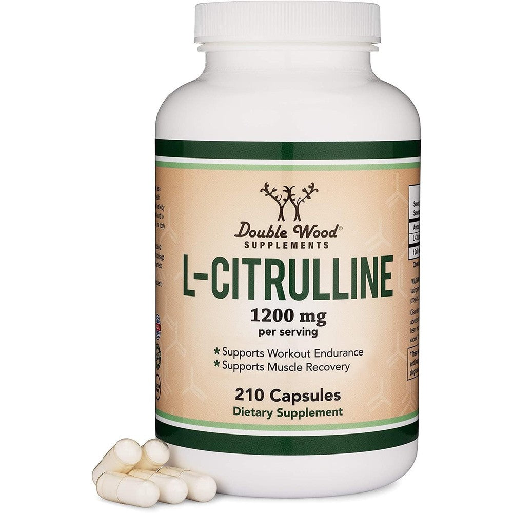 Double Wood Supplements L-Citrulline capsules front view bottle packaging