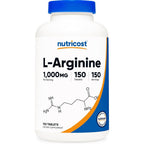 Nutricost L-Arginine 1000mg tablets front bottle view supplement
