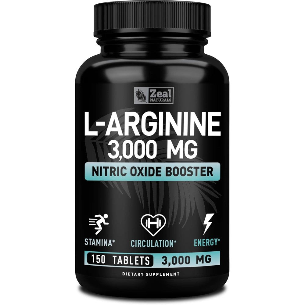 Zeal Naturals L Arginine 3000mg supplement bottle front view
