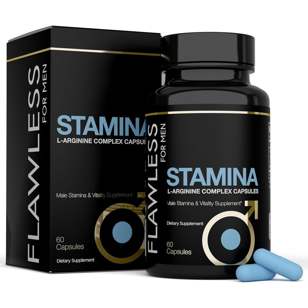 Flawless For Men Stamina bottle and packaging front view