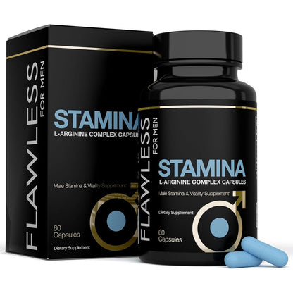 Flawless For Men Stamina bottle and packaging front view
